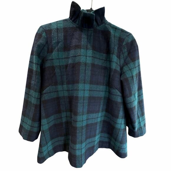 Tuckernuck Blackwatch Plaid Faye Blouse Plaid Wool Ruffle Bow Back Preppy SZ M - Picture 11 of 16